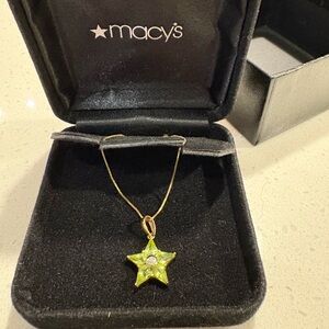 Macy's 14K Gold Peridot Star Pendant Necklace